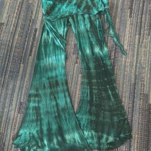 Boho  festival mermaid bell bottoms tie dye